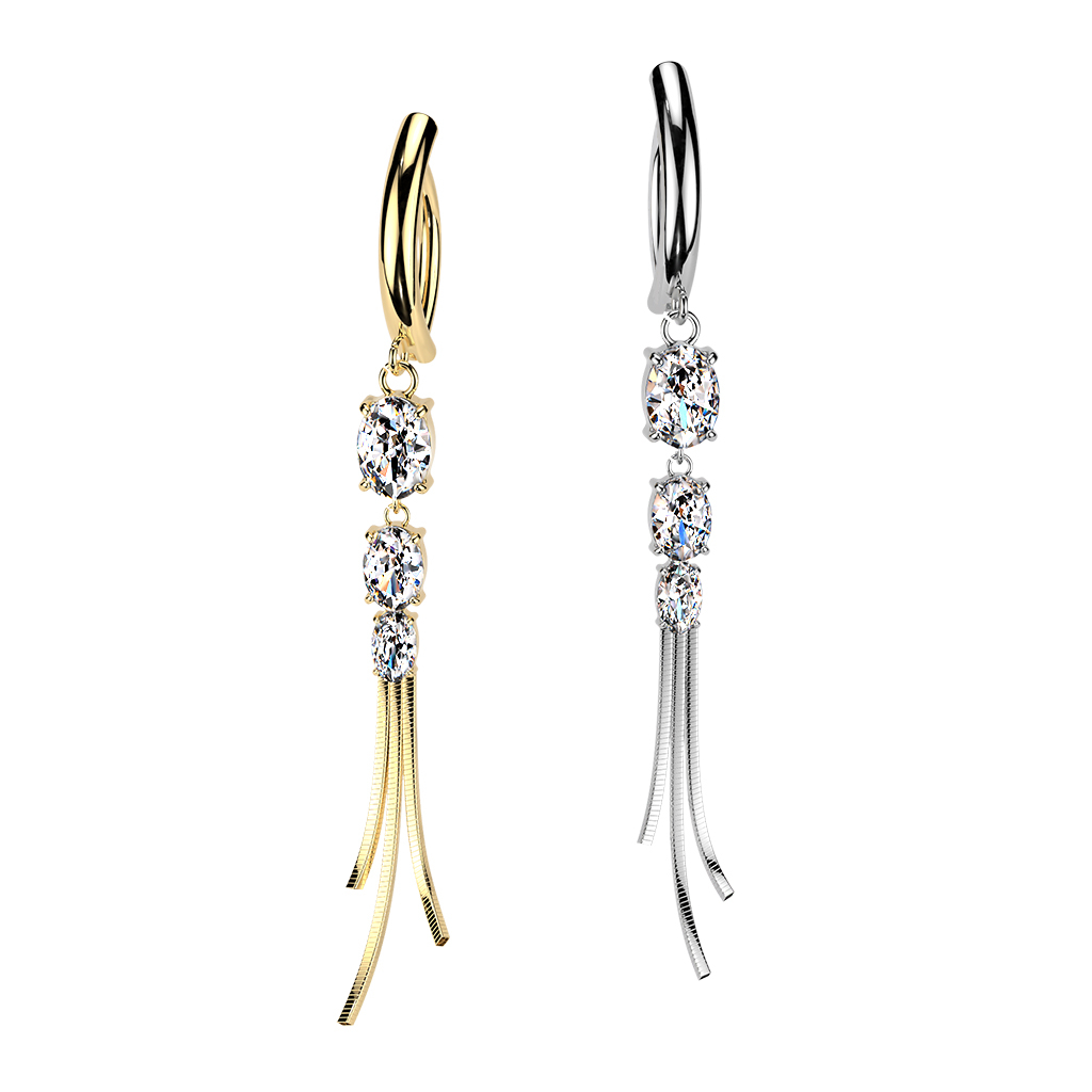 Clicker pour le nombril avec pierres et chaînes