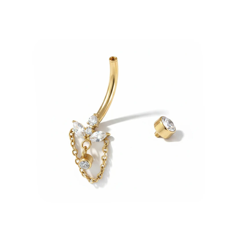 Piercing pour le nombril en titane avec fleur de lotus