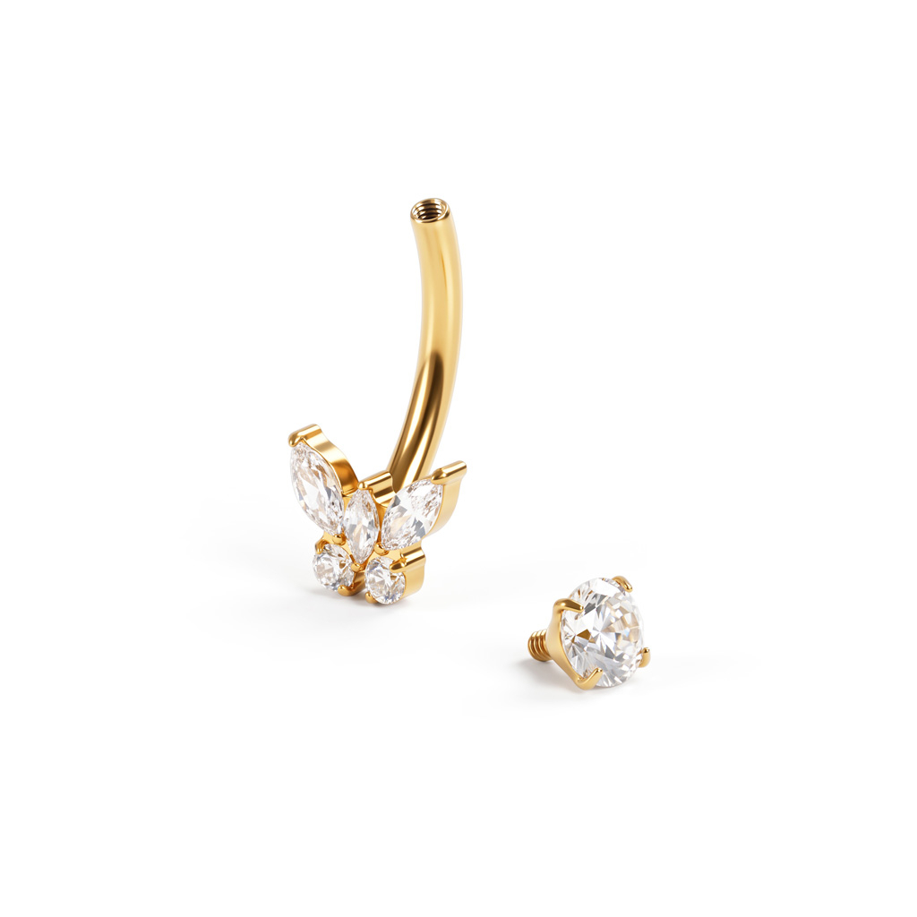 Piercing pour le nombril en titane et motif papillon