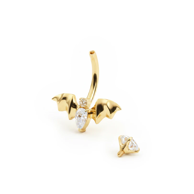 Barbell pour le nombril en titane et chauve-souris