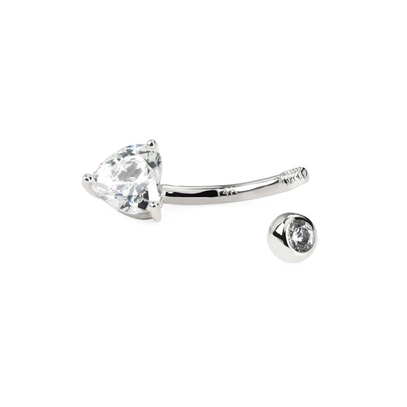 Piercing pour le nombril en or 14 carats avec cœur en pierre