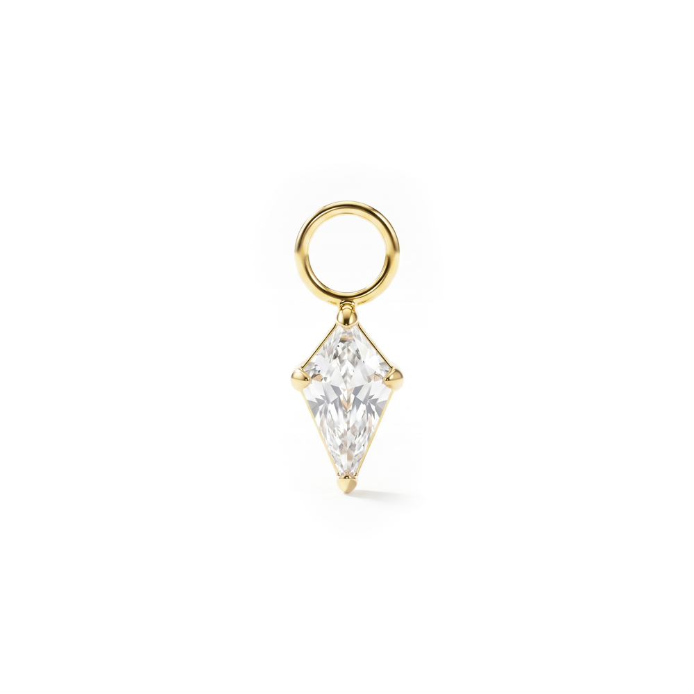 Charm en titane avec pierre en forme de diamant