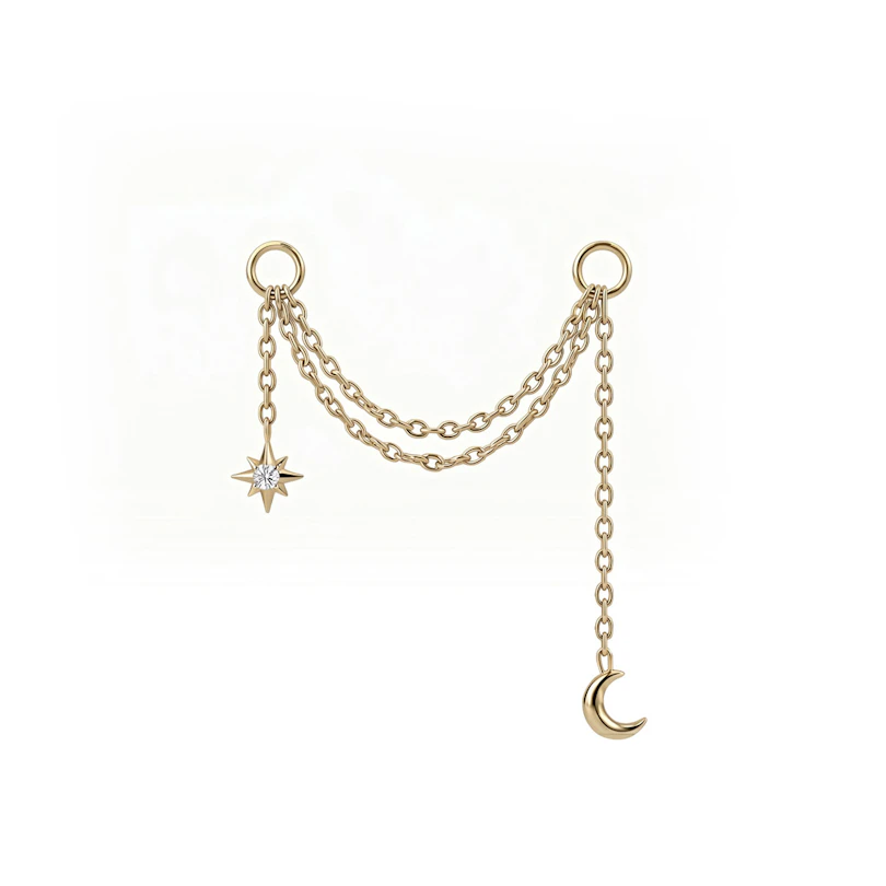 Chaîne en titane avec une étoile et une lune