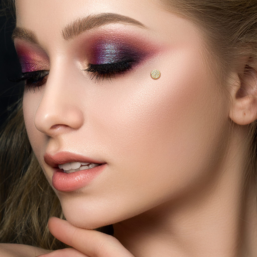 Ancre dermal en or 14 carats avec un dôme en pierre