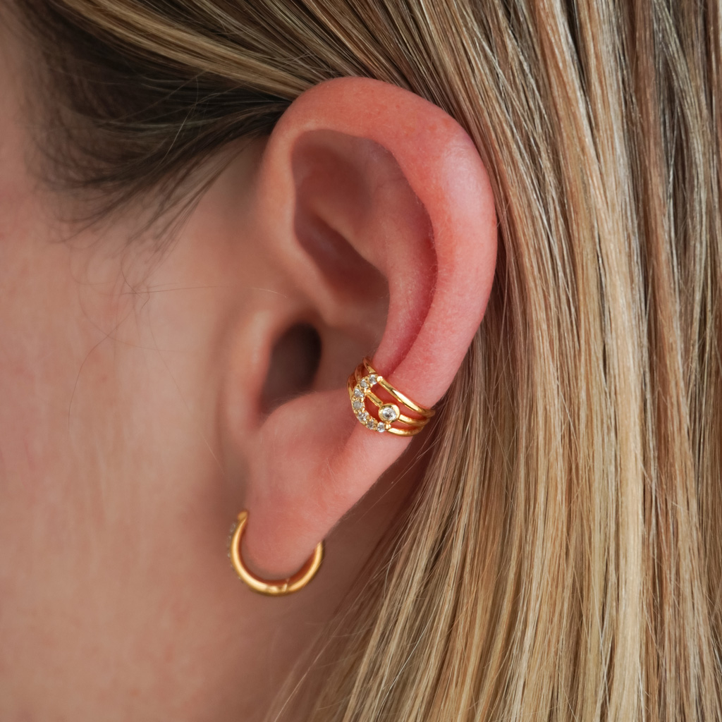 Earcuff triple avec une lune