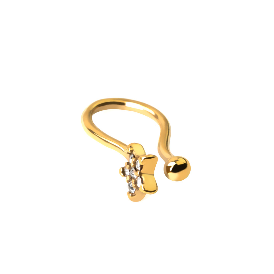 Faux piercing pour le nez en acier chirurgical et étoile ornée de pierres