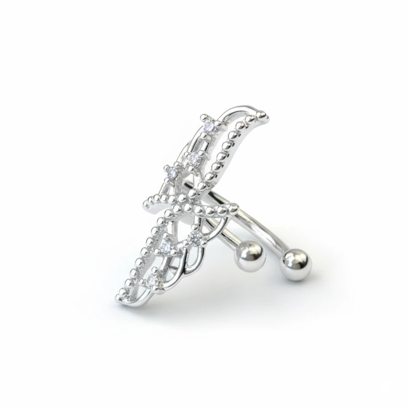 Earcuff en acier chirurgical et design en forme d'ailes