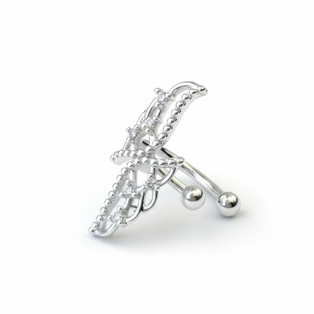 Earcuff en acier chirurgical et design en forme d'ailes