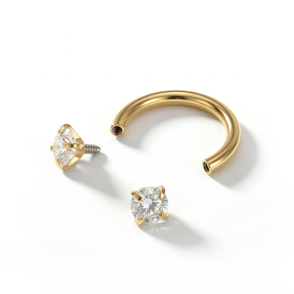 Fer à cheval avec filetage interne et pierres rondes