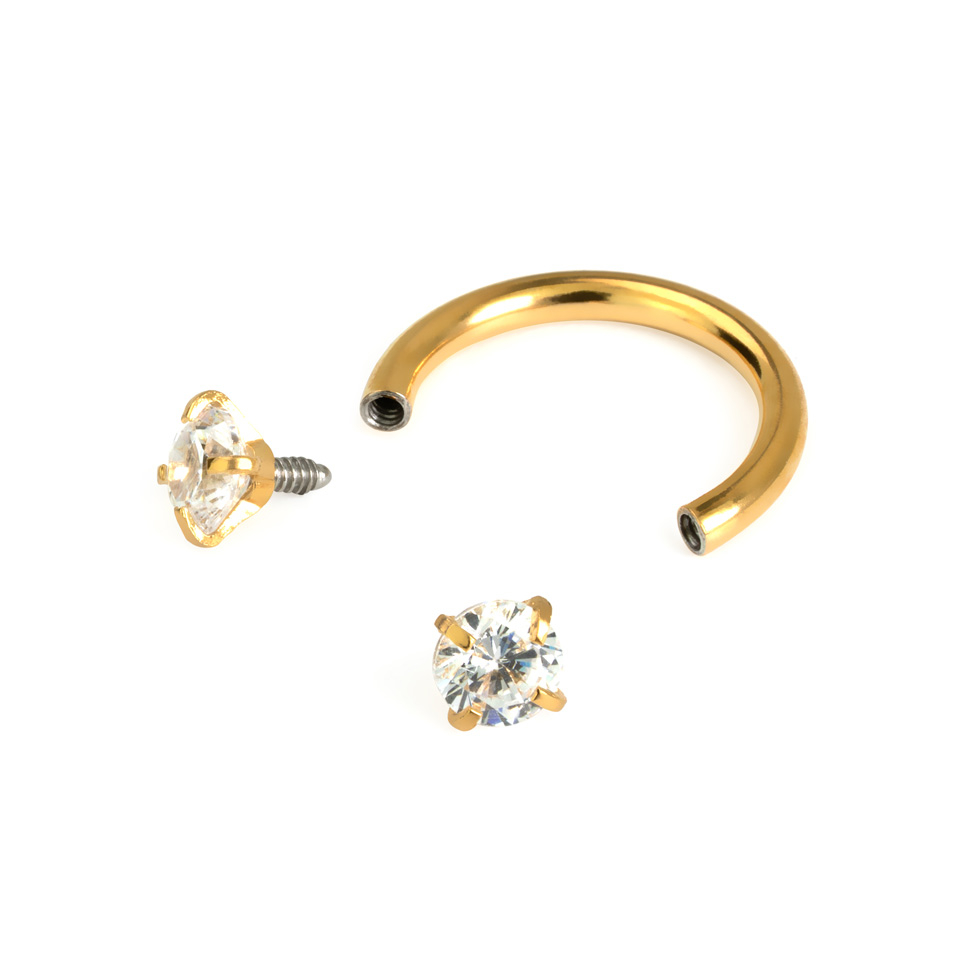 Fer à cheval avec filetage interne et pierres rondes