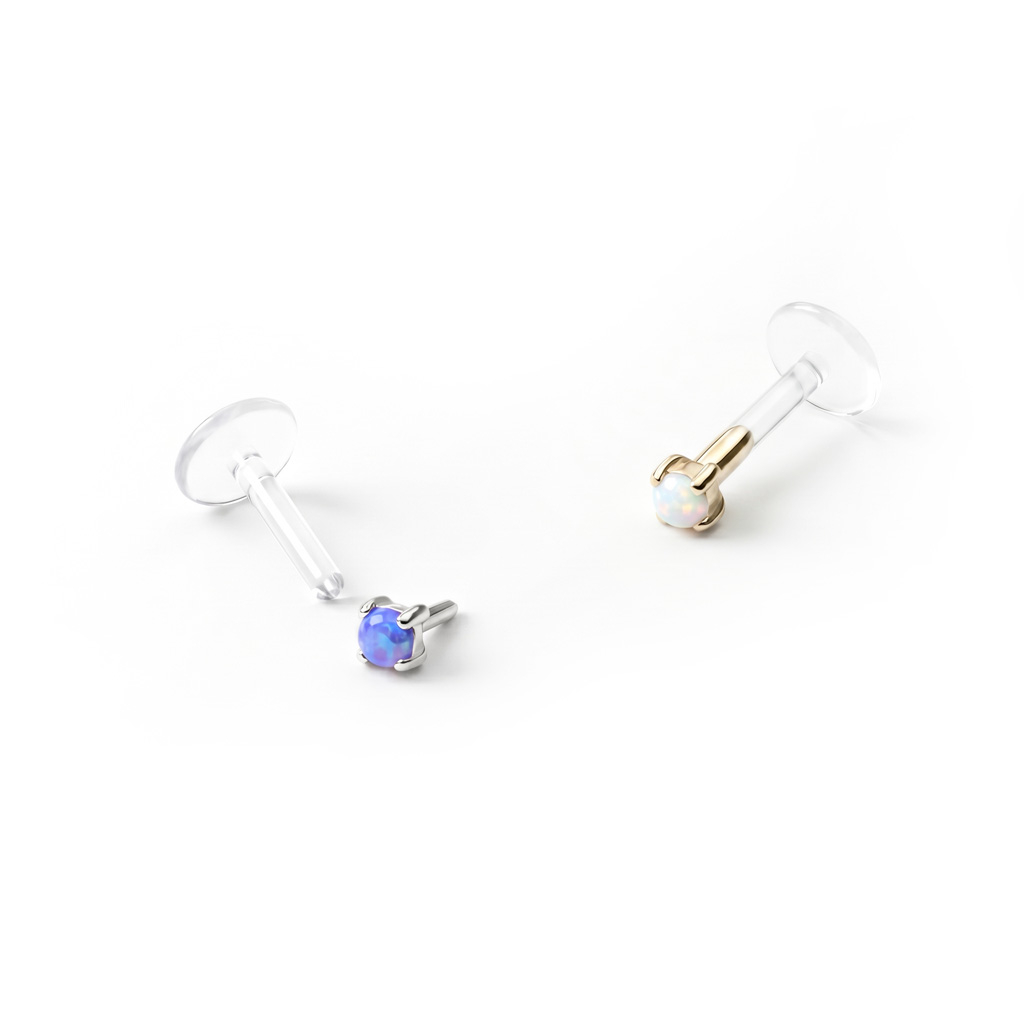 Labret en or 14 carats avec une opale