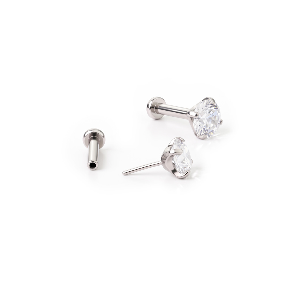 Labret push-in en titane et pierre sertie à griffes