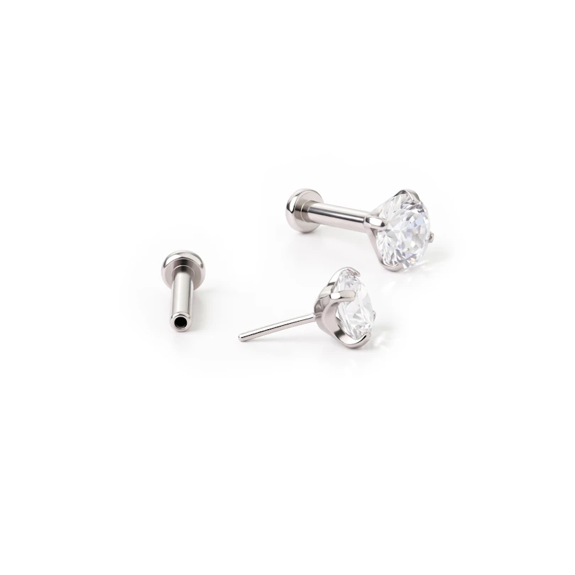 Labret push-in en titane et pierre sertie à griffes