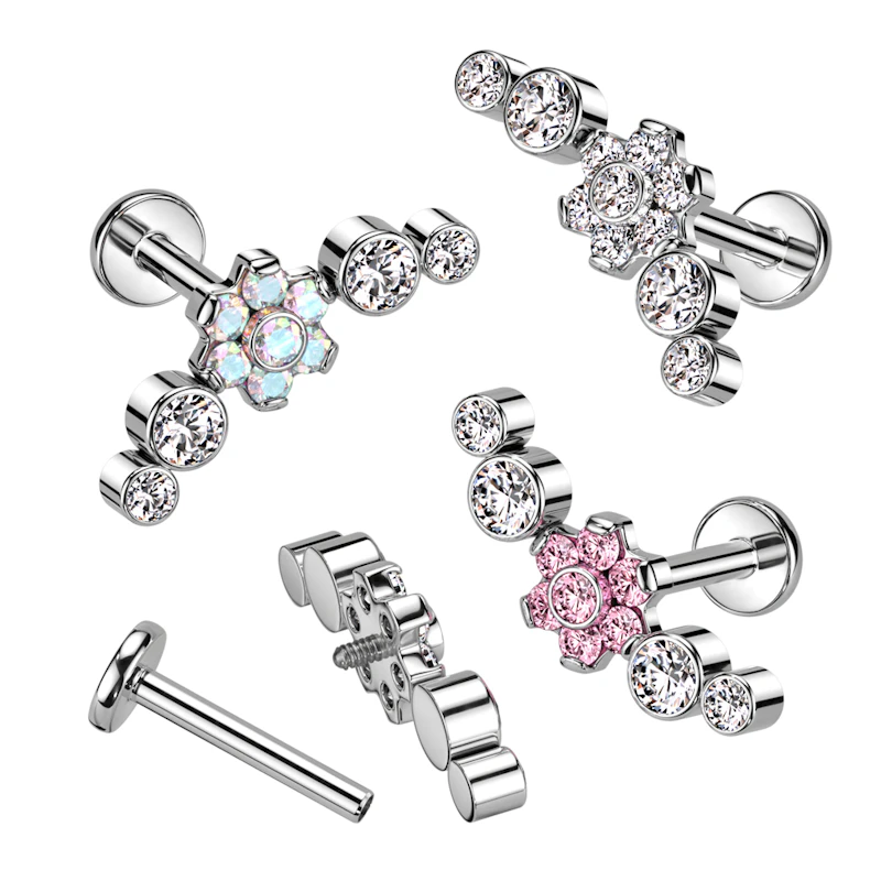 Labret en titane et sublime design floral