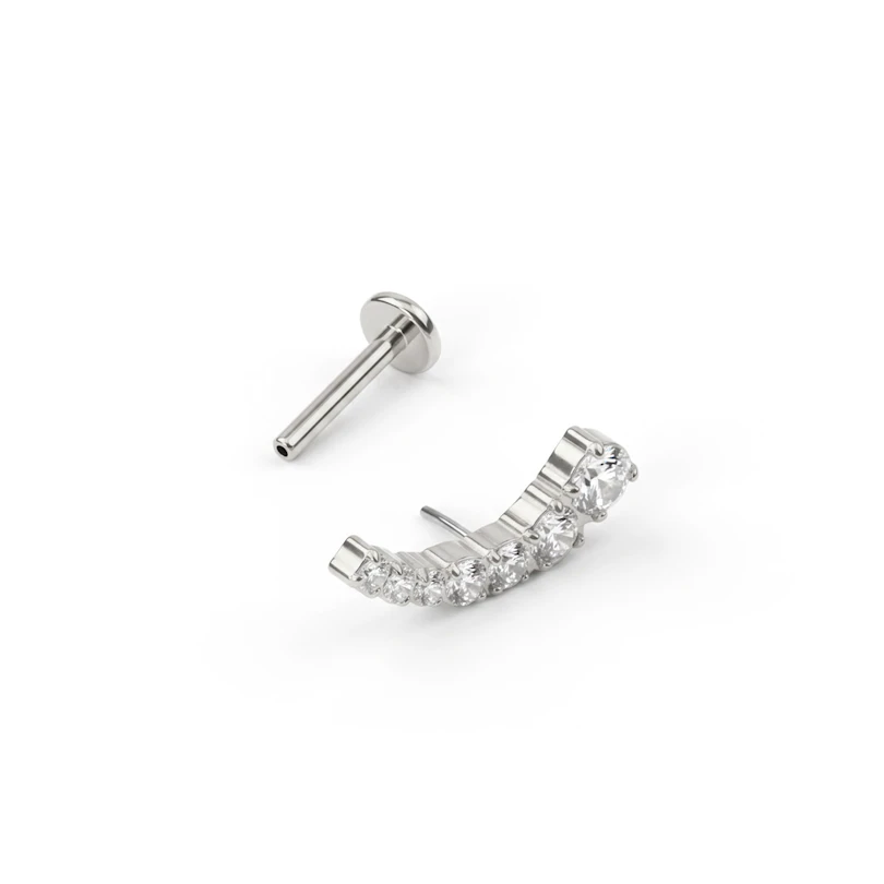 Labret push-in en titane et partie supérieure incurvée ornée de pierres