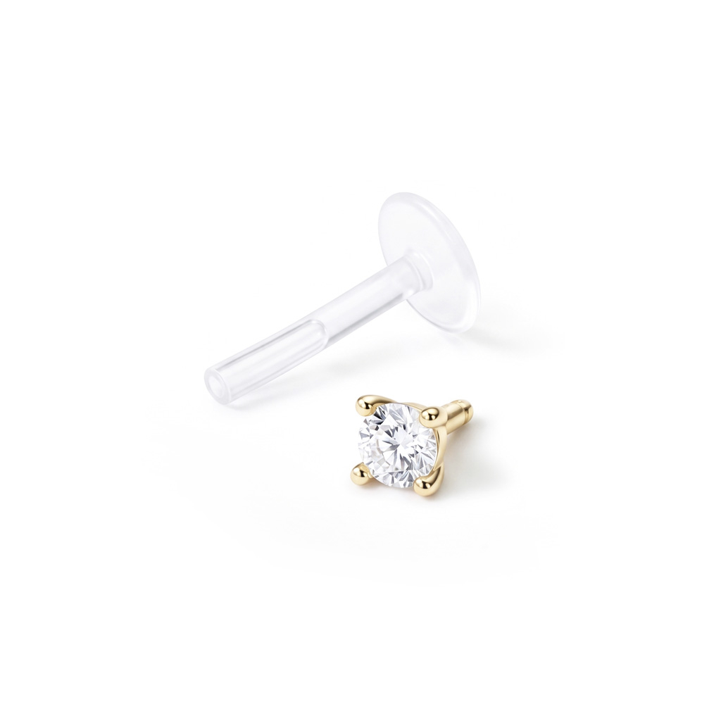 Labret avec tige en bioplast et embout en or 14 carats