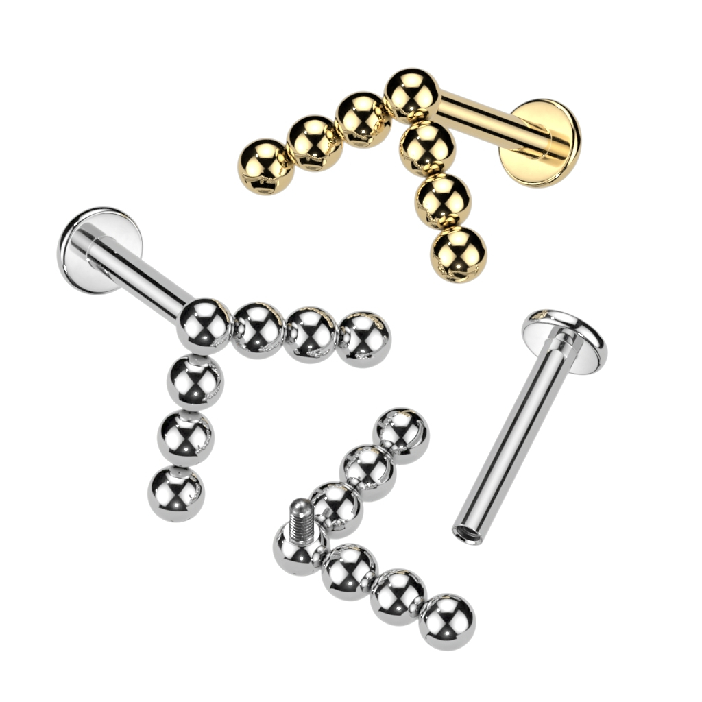 Labret en titane avec perles en forme de chevron