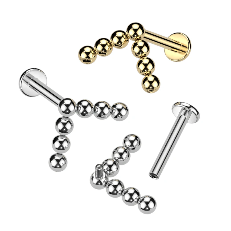 Labret en titane avec perles en forme de chevron