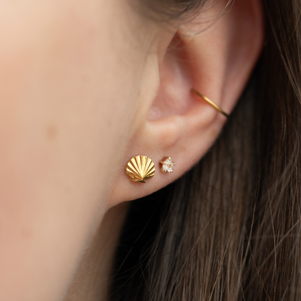 Labret en titane avec un coquillage