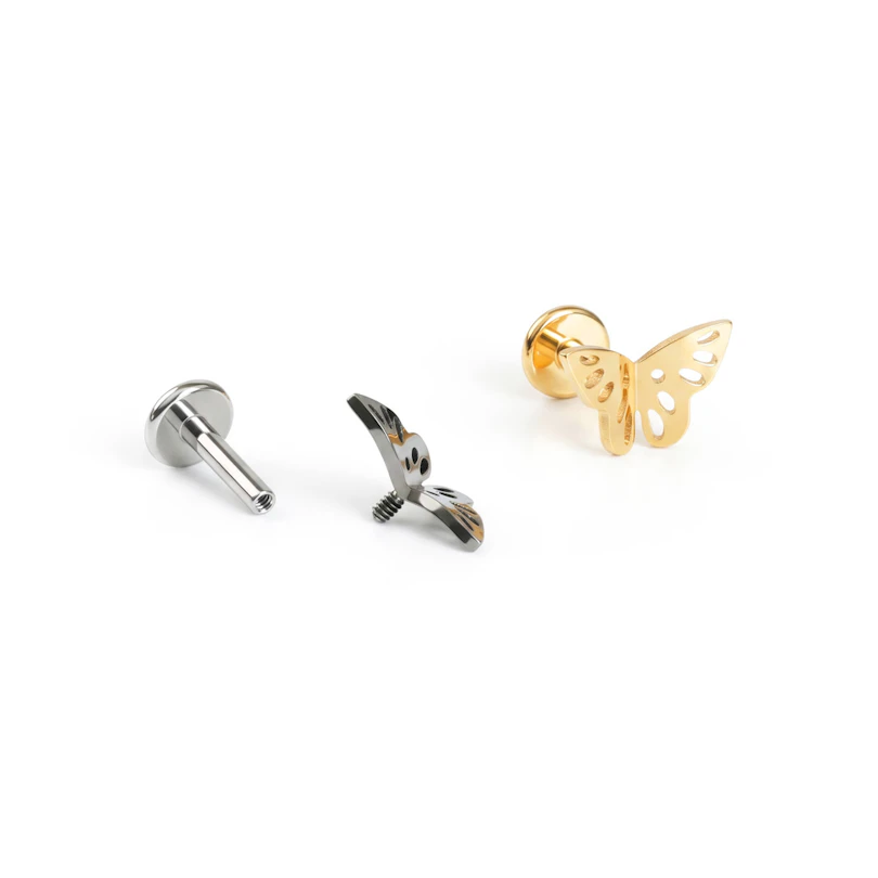 Labret en titane avec design en forme de papillon