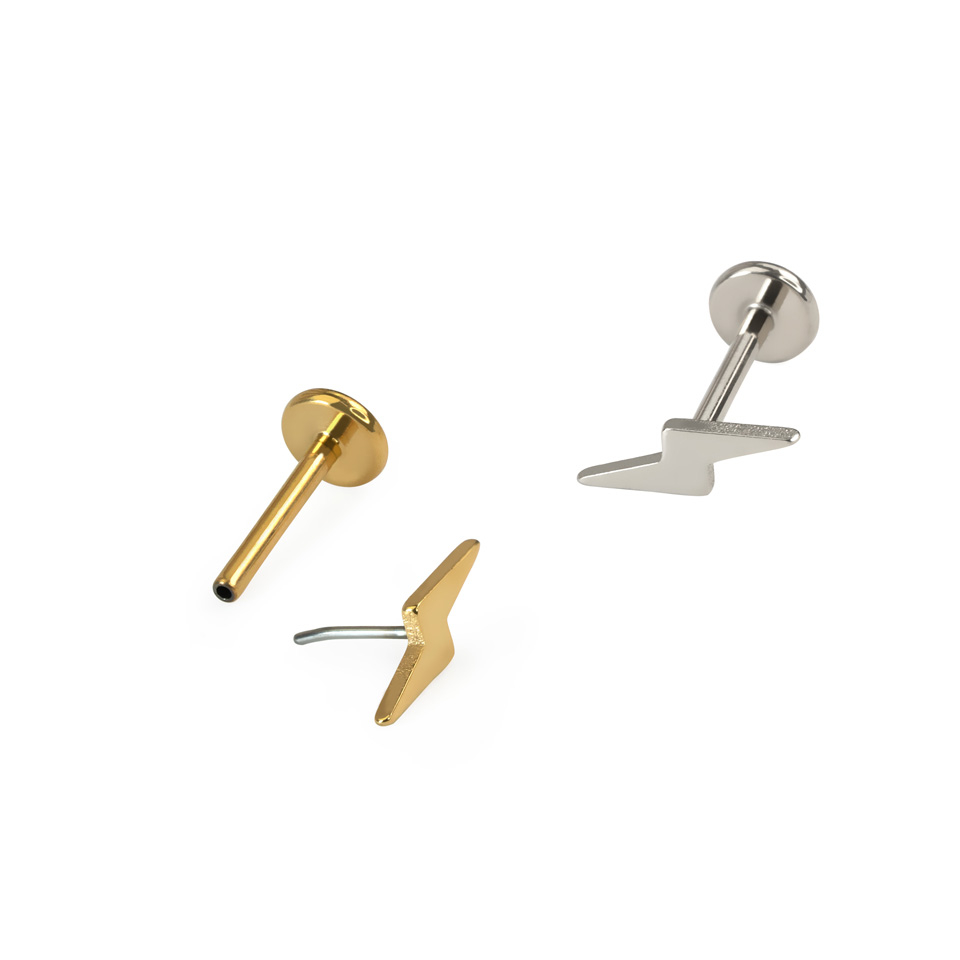 Labret en titane avec design en forme d'éclair