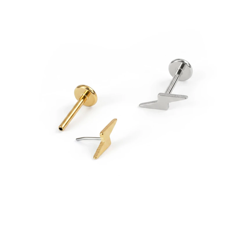 Labret en titane avec design en forme d'éclair