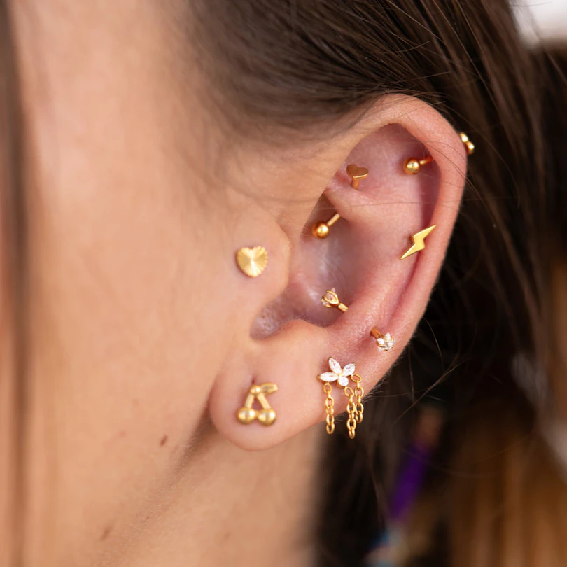 Labret en titane avec design en forme d'éclair