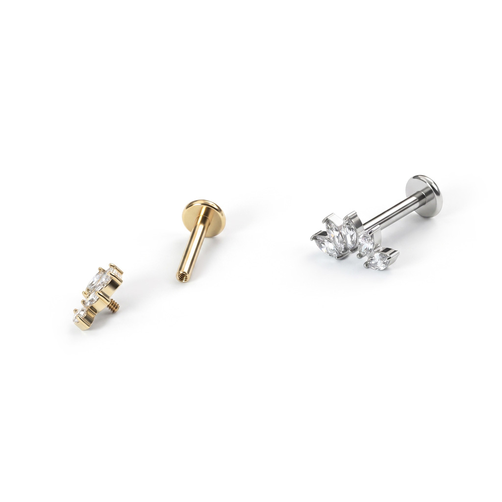 Labret incurvé en titane avec cinq pierres