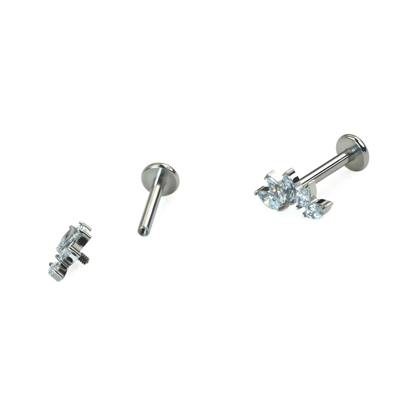Labret incurvé en titane avec cinq pierres