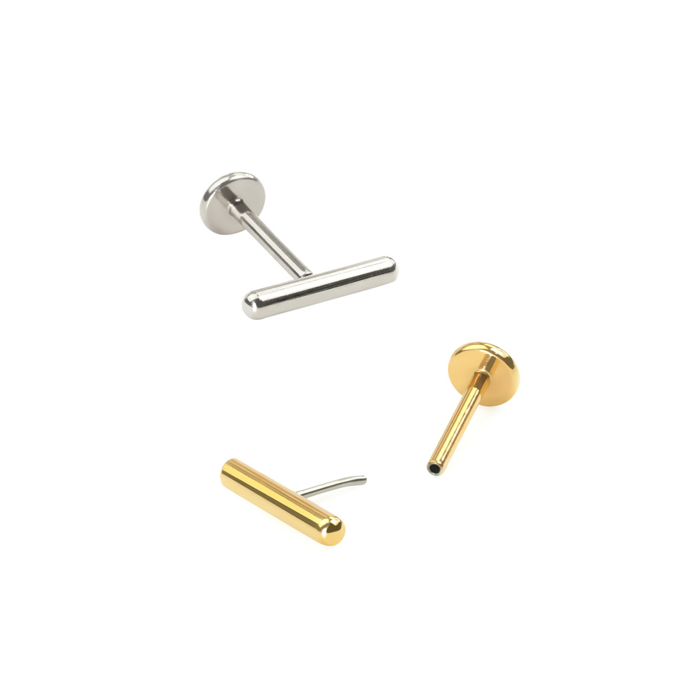 Labret en titane avec une barre