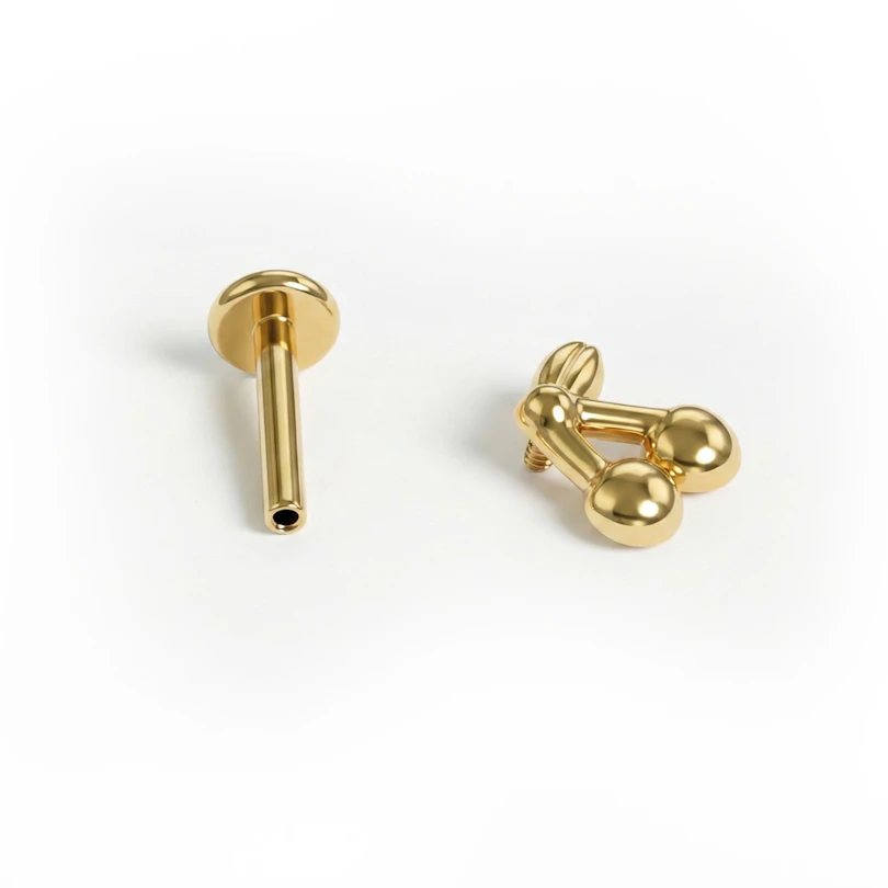 Labret flat back en titane avec design en forme de cerises