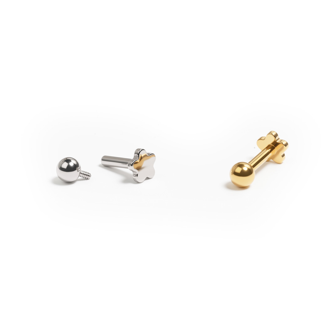 Labret en titane avec disque en forme de fleur