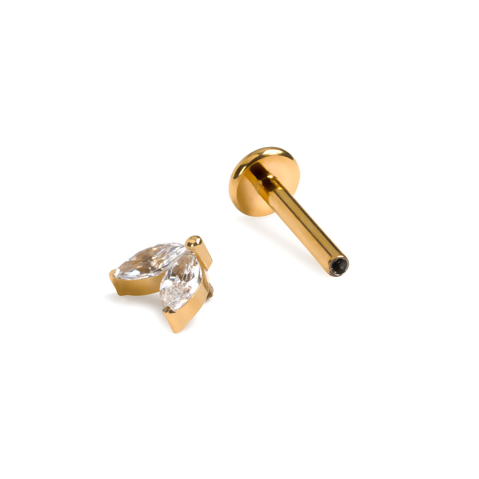 Labret en titane avec deux pierres identiques