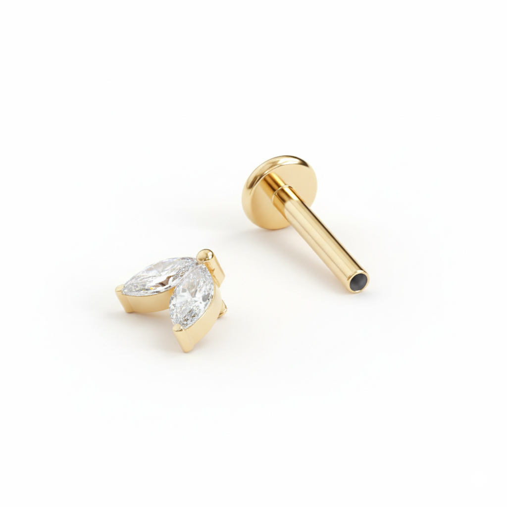 Labret en titane avec deux pierres identiques