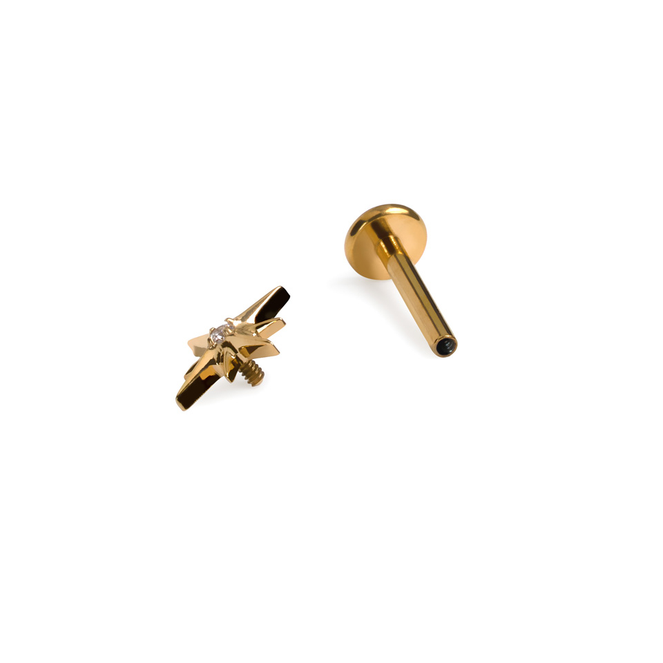 Labret avec une étoile et une pierre en son centre