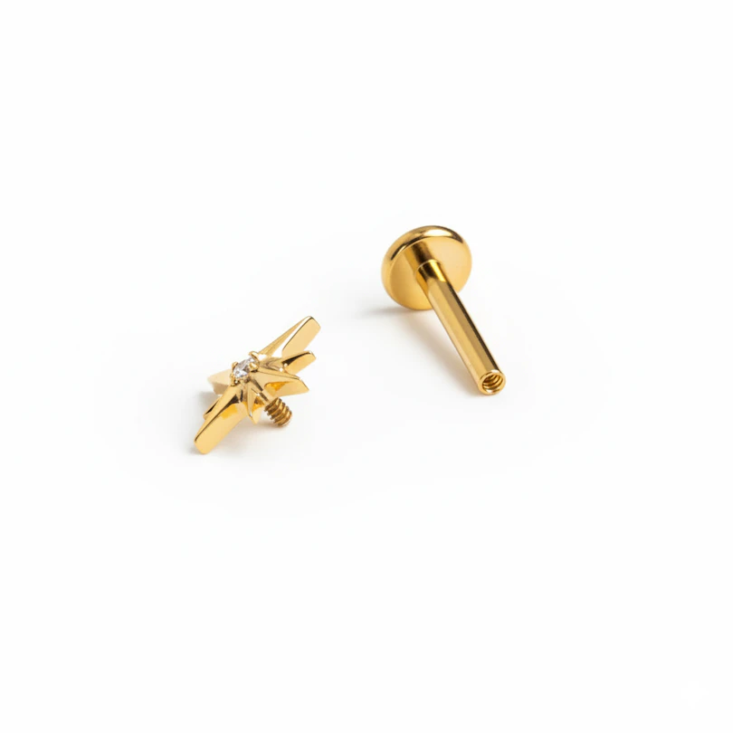 Labret avec une étoile et une pierre en son centre