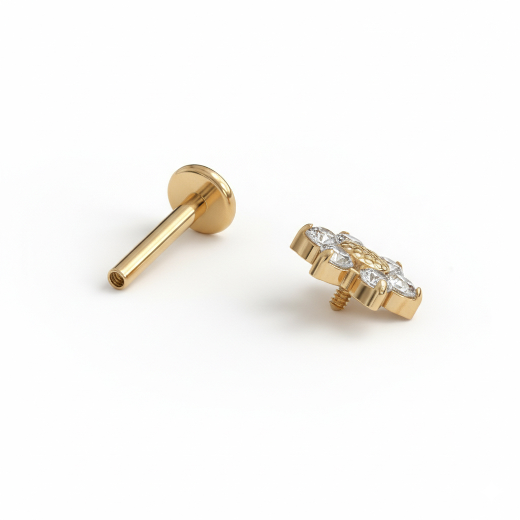 Labret en titane en marguerite