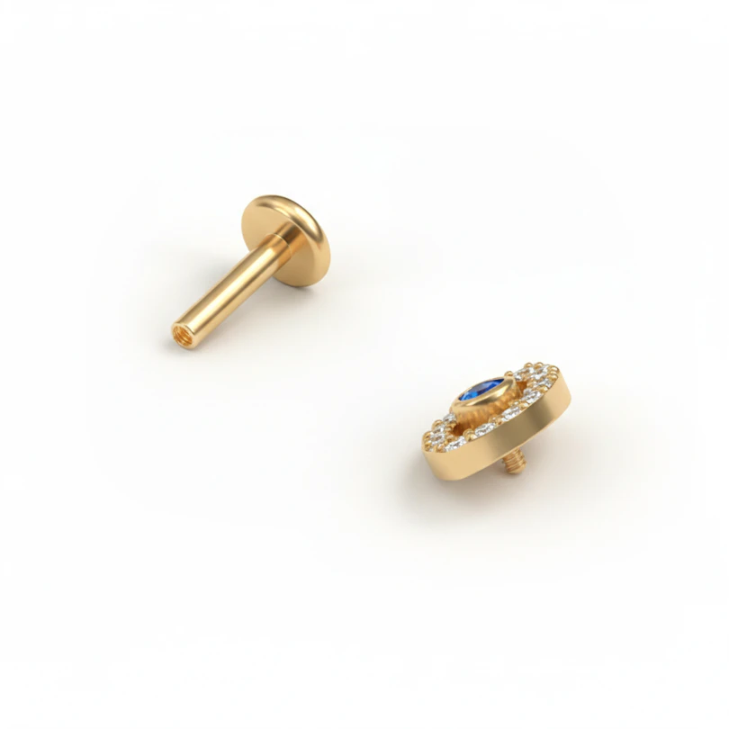 Labret en titane et design mauvais œil