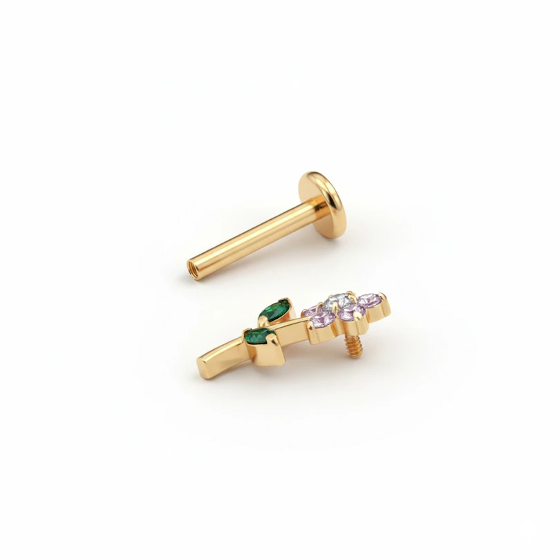 Labret orné d'une fleur