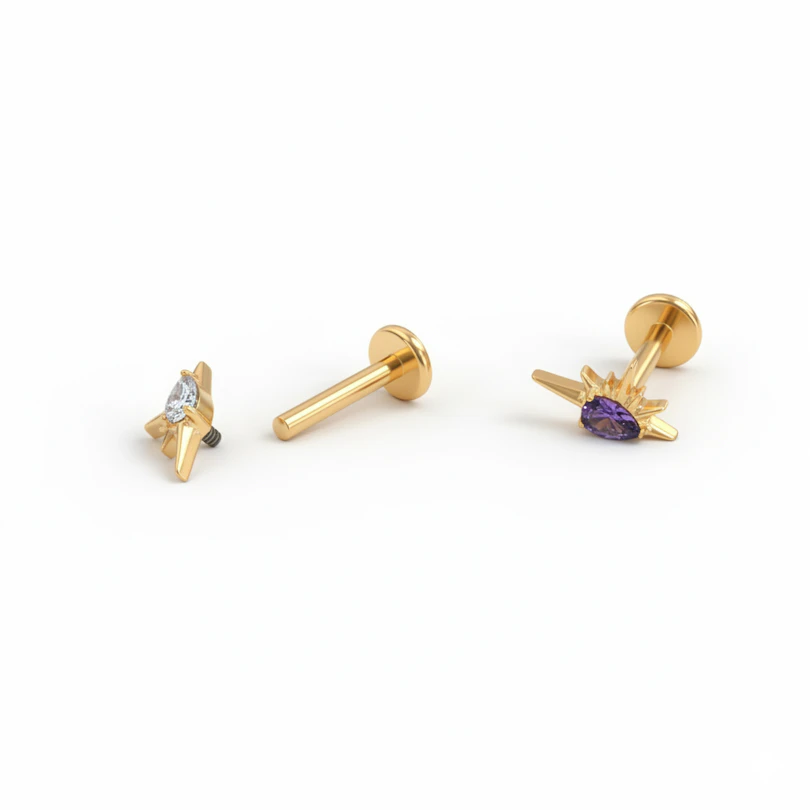 Labret en titane et demi-soleil