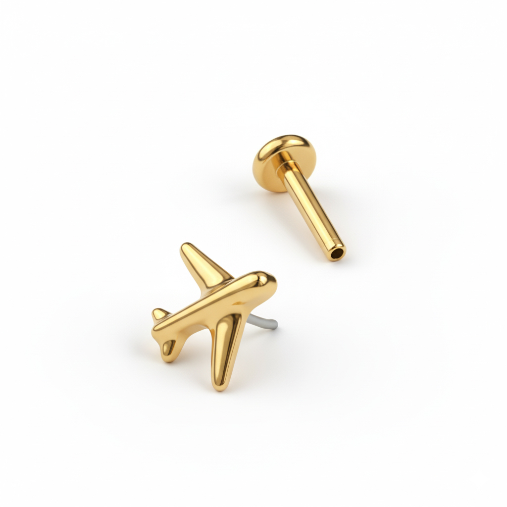 Labret en titane avec un avion