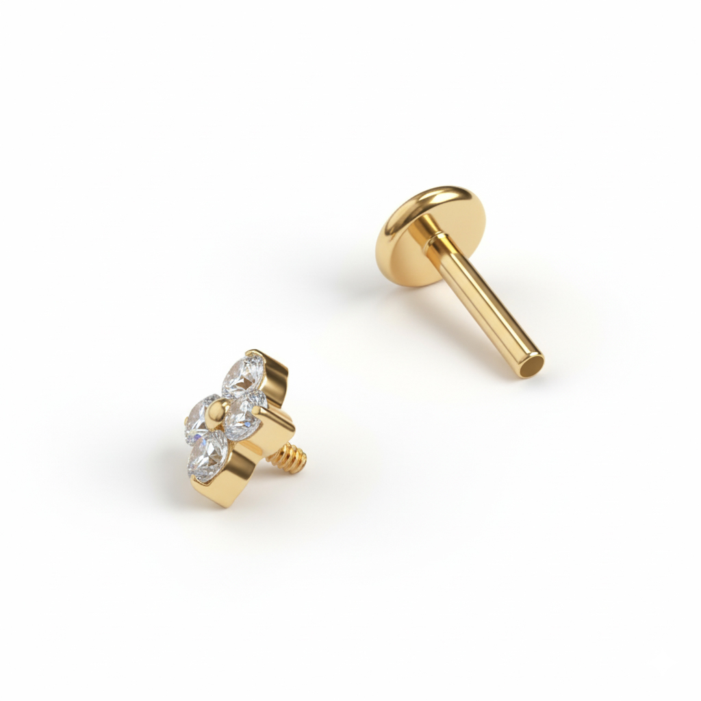 Labret en titane orné d'une fleur miniature