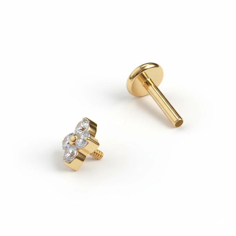 Labret en titane orné d'une fleur miniature