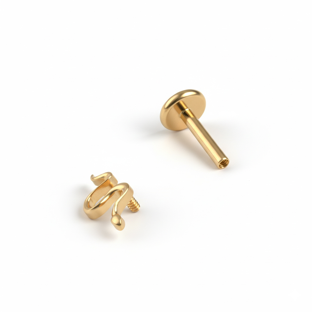 Labret en titane et design en forme de serpent