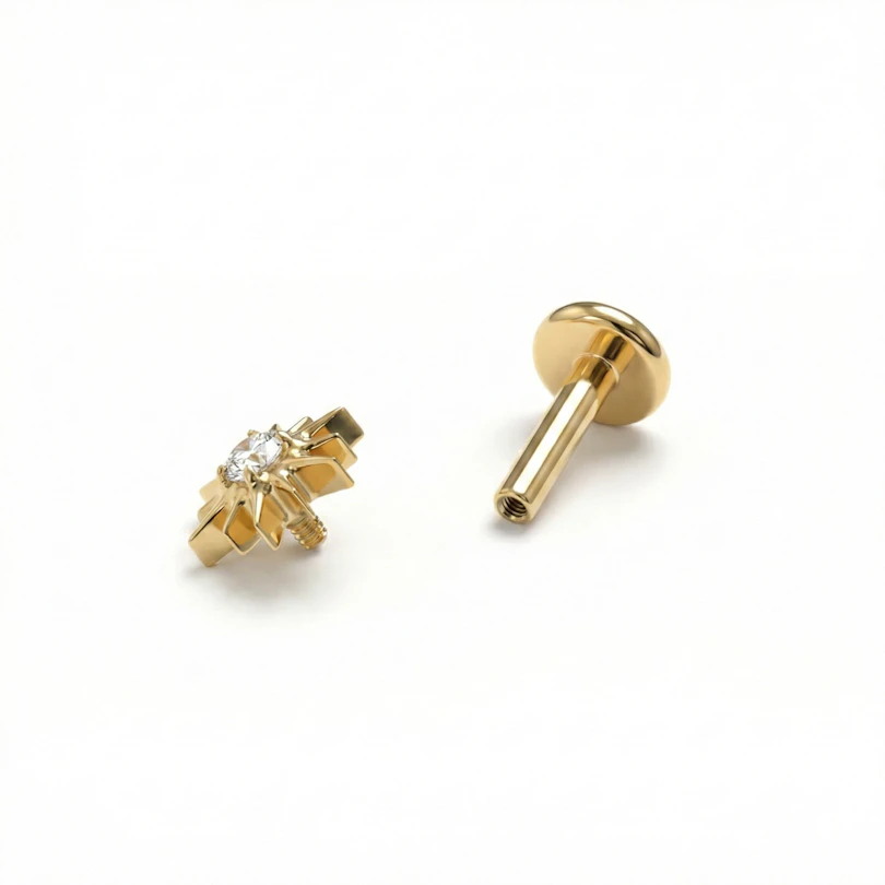 Labret en titane en forme de soleil