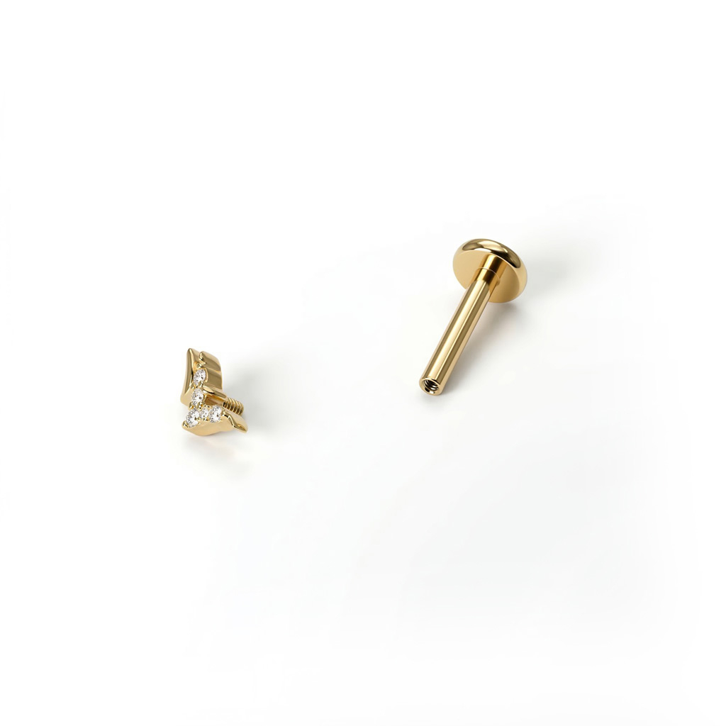 Labret en titane avec design en forme d'oiseaux