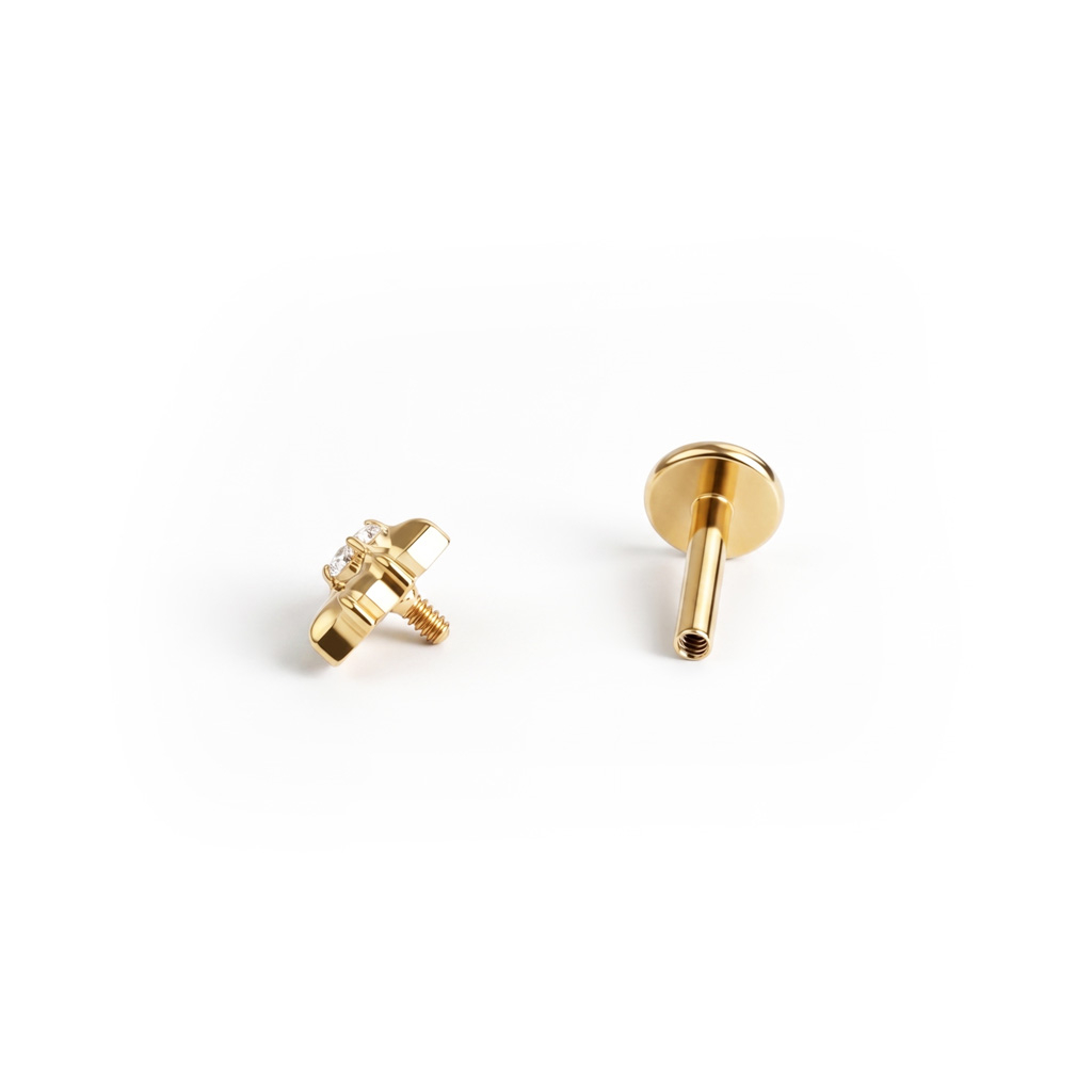 Labret en titane à double motif étoile