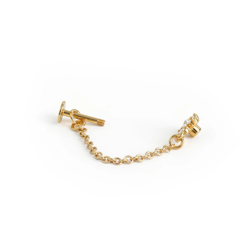 Labret en titane à motif fleur et une chaîne