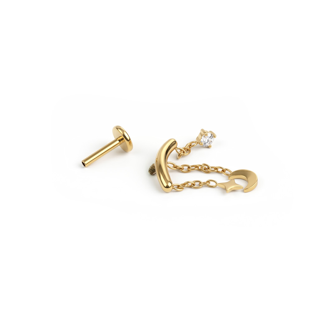 Labret en titane pour hélix flottant avec charms célestes