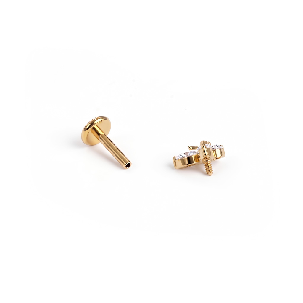 Labret en titane à double motif papillon